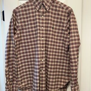 Ralph Lauren Red, Brown and White Casual Button Down Shirt